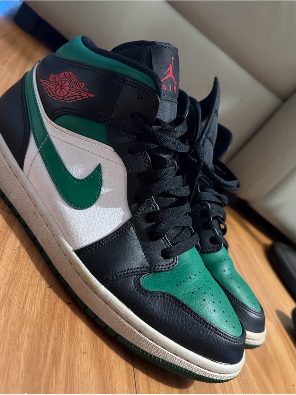 Jordan 1 Mid Men’s Sneakers — Green / Black / White